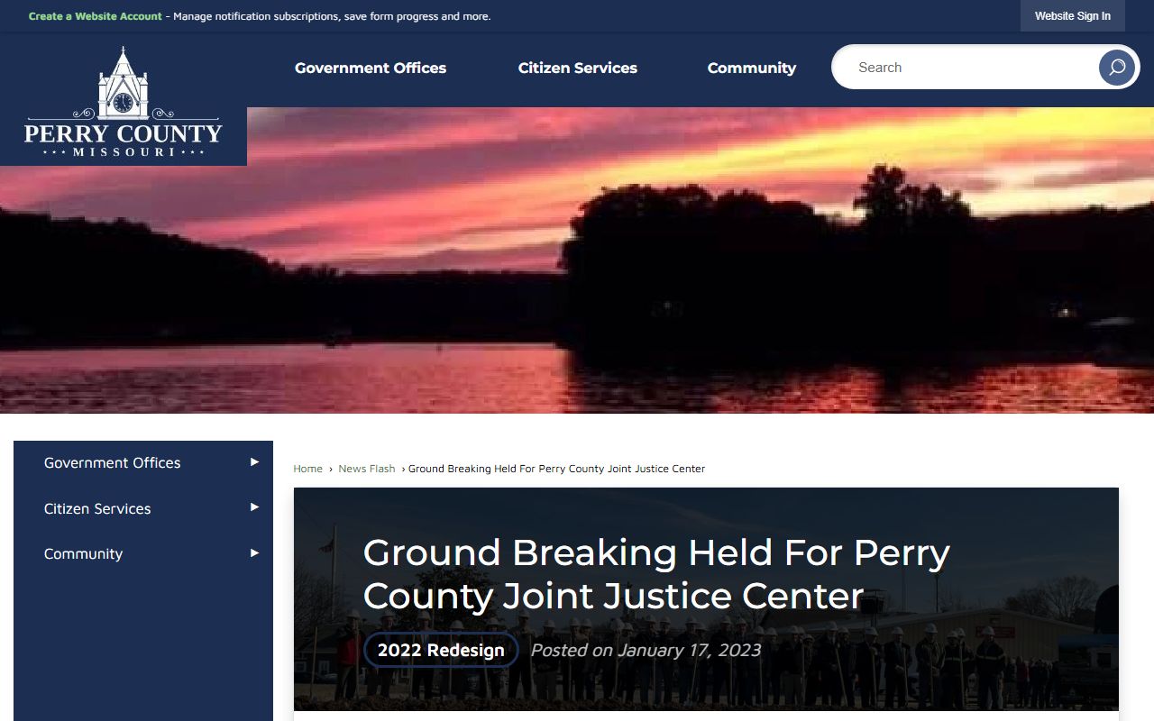 Perry County Joint Justice Center groundbreaking news release describing shared agencies